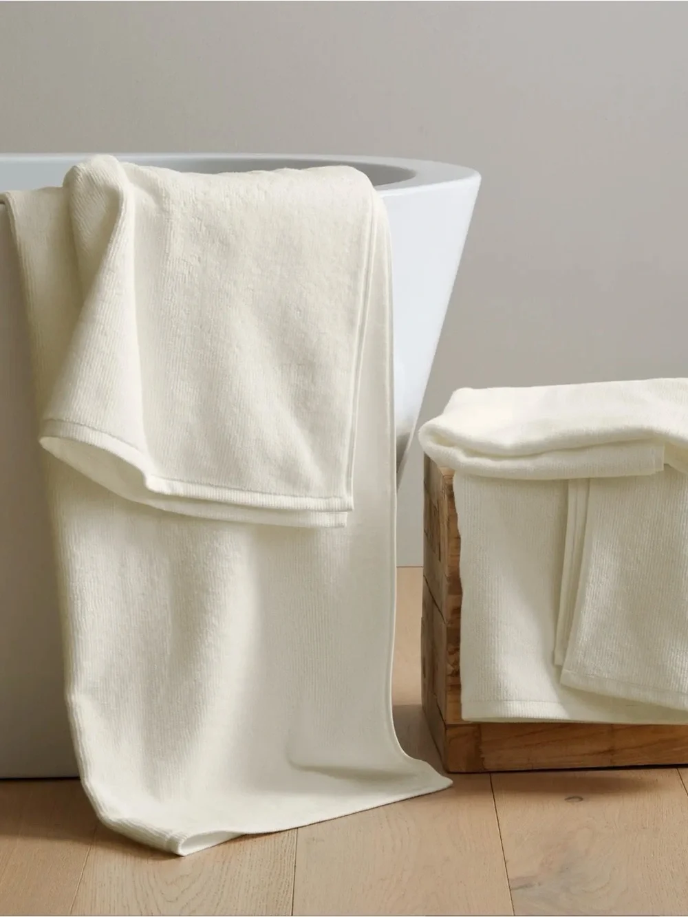 Turkish Ribbed Quick Dry Bath Towel Bundle Color: Ivory